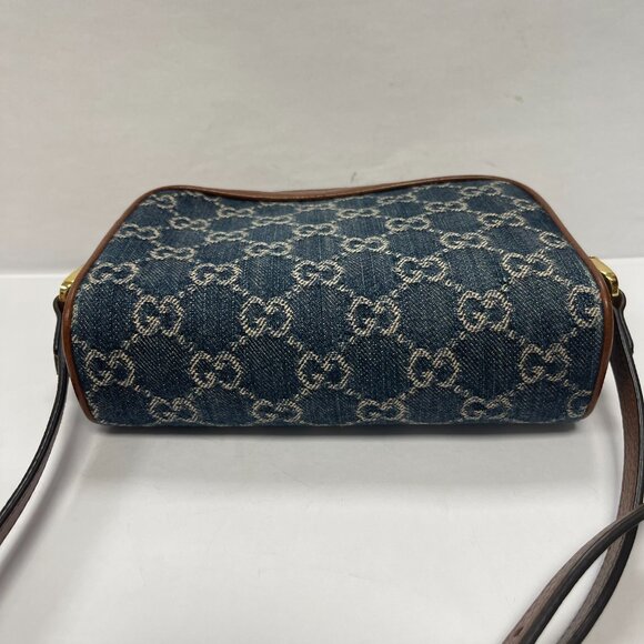 Gucci Ophidia Denim GG Monogram w/ Calfskin Leather Shoulder Bag - Preowned - Picture 4 of 15